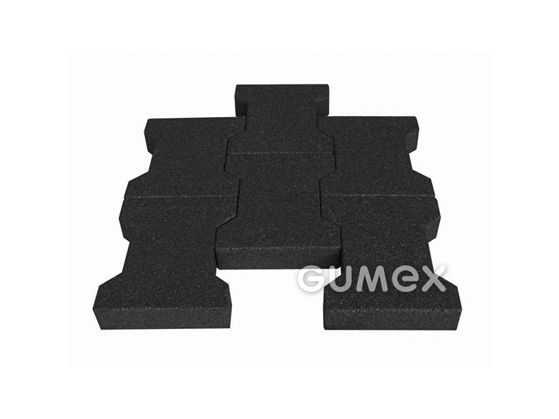 Elastická zámková dlažba ELASTON-ELTEC PUZZLE, tloušťka 17mm, 1120x1000mm, recyklovaná pryž, PU pojivo, černá